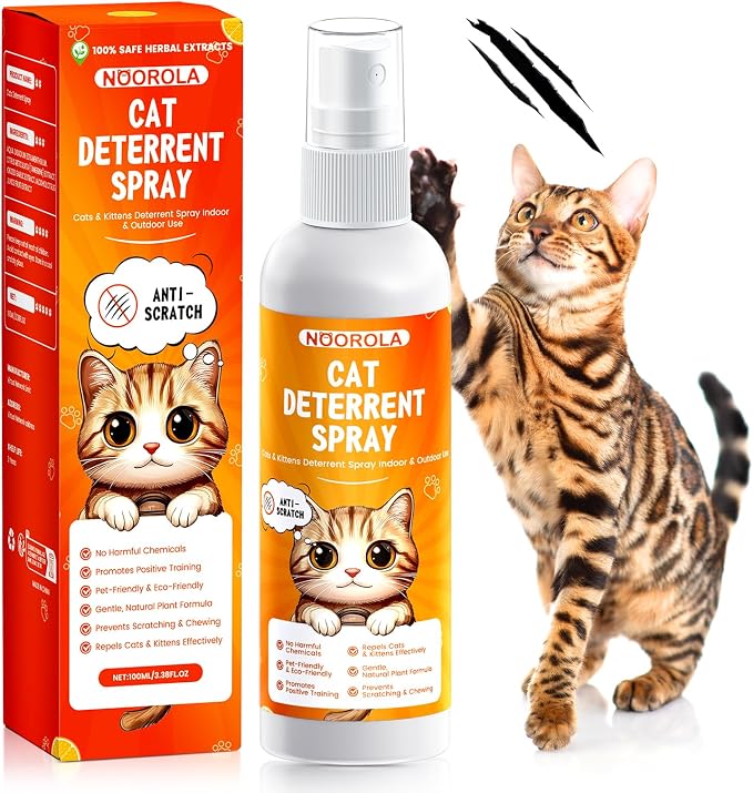 Natural Cat Scratch Deterrent Spray Anti Scratches Indoor & Outdoor, 100ml | Cat Repellent Spray For Furniture With Plant-Based Citrus Formula- Safe Cat Scratch Furniture Protector For Sofa, Carpet by Unknown