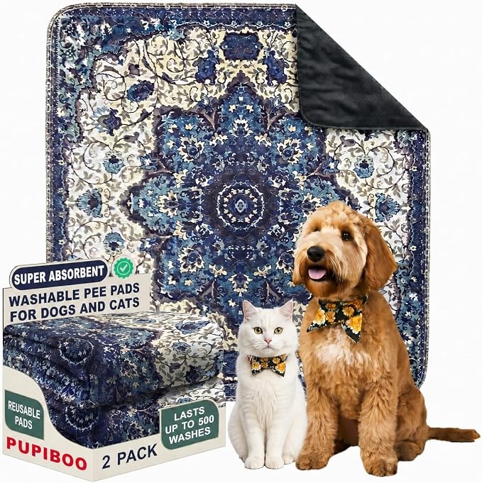 PUPIBOO Washable Pee Pads for Dogs and Cats - Super Absorbent Reusable Puppy Training Pads - 100% Waterproof, Leak-Proof & Non-Slip Whelping Pads for Pet Housebreaking by PUPIBOO