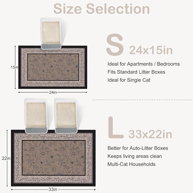 33"x22" Cat Litter Mat Waterproof Non-Slip Litter Trapping Pad | Soft Mesh Litter Box Mat With A Decorative Pattern Captures Scatter Effectively To Keep Floors Clean And Tidy - Image 2