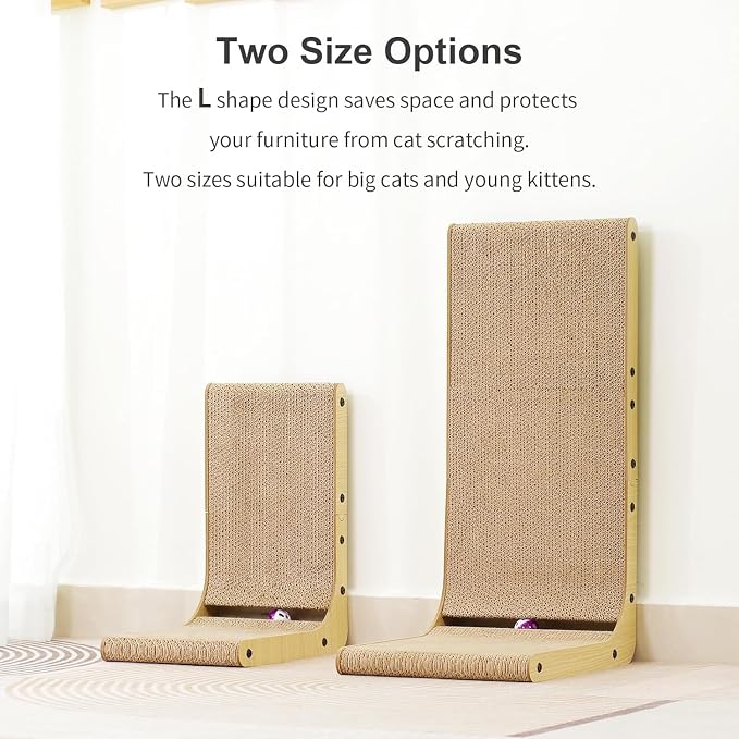 L Shaped Cat Scratcher for Indoor Cats, Cat Scratching, Cat Scratch Pad, 17 Inches Tall Scratching Post with Sturdy Base, Durable Cat Scratch Pad for Kittens & Adults, Furniture Protector - Image 5