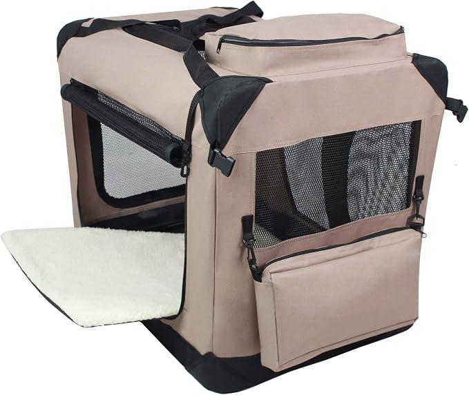 EliteField 3-Door Soft Dog Crate with Bed & Carrying Bag (2-Year Warranty) | 3 Mesh Doors, Steel Frame, Removable & Washable Crate Cover and Bed Cover, Storage Pockets, Indoor/Outdoor, Foldable - Image 2