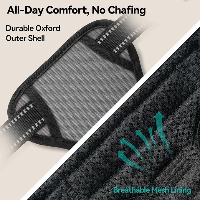 No Pull Dog Harness Medium Reflective Front Clip Vest with Handle | Adjustable 2 Metal Rings 2 Buckles(M, Grey) - Image 8