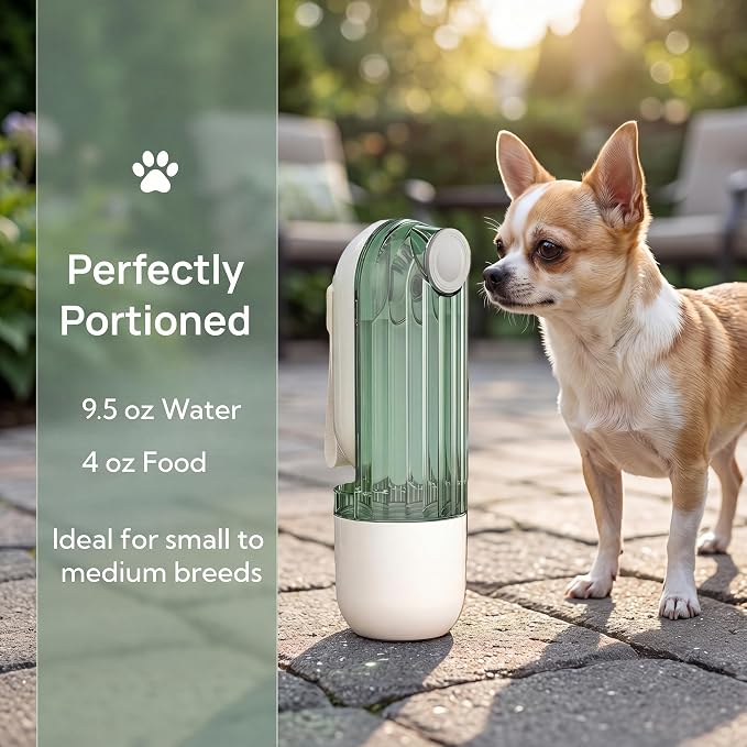 Portable Dog Water Bottle with Food Container, 2-in-1 Pet Water Dispenser & Travel Bowl, Leak-Proof Puppy Water Bottle for Small Dogs & Cats, Perfect for Walking, Hiking, Dog Mom Gifts (Beige) - Image 4