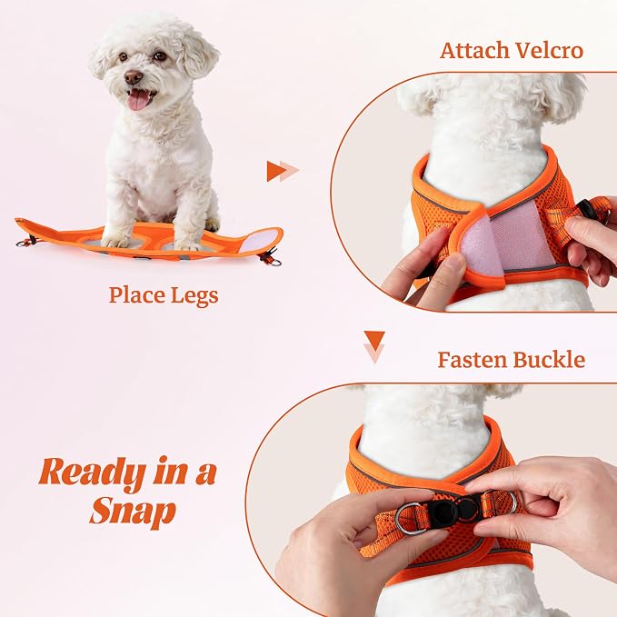 No Pull Dog Puppy Harness and Leash Set Reflective Mesh Vest Large - Image 4