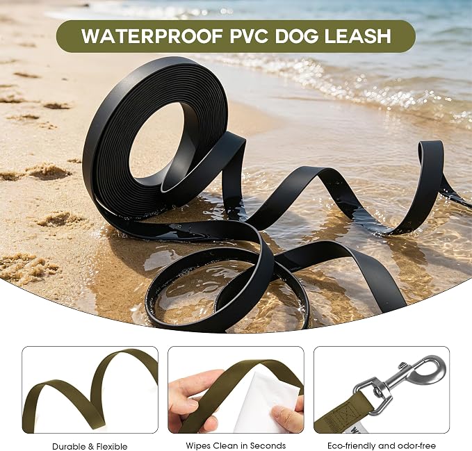 Wolfone Waterproof Dog Leash 40FT Long Line Recall Training Lead | Outdoor Dog Leash: Waterproof PVC coated training rope with easy clean design great for recall, swimming and adventures - Image 2