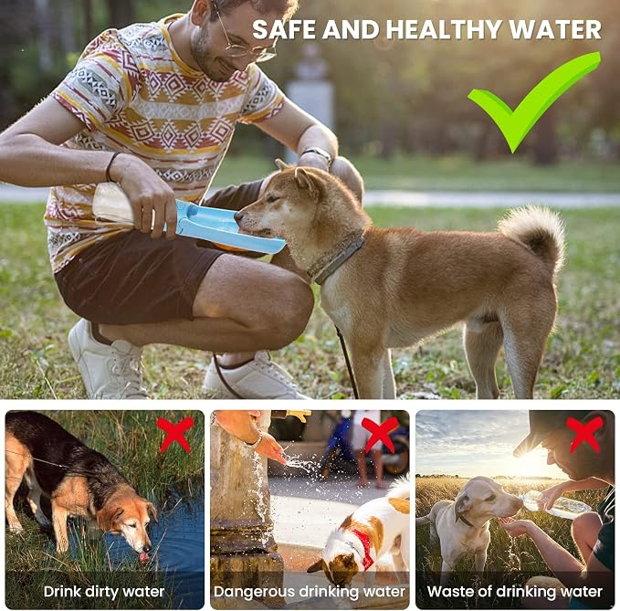Foldable Dog Water Bottle, Leak Proof Dispenser, SkyBlue, 19oz | Portable Water Dispenser, Dishwasher Safe, for Puppy Small Medium Large Dogs, Pet Drink Cup for Walking Hiking Traveling - Image 6