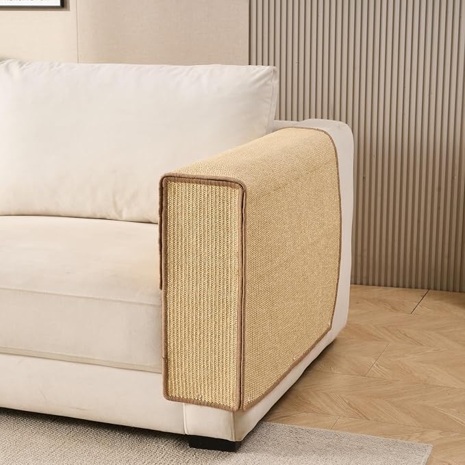 SHENGOCASE Cat Sisal Scratch Pad, Couch Sofa Armrest Protector, Scratcher Cover for Couch Corner, Scratching Post (6.3") - Image 9