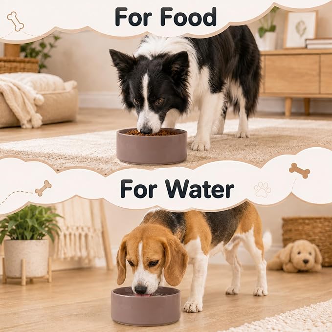 Havniva Ceramic Dog Bowls, Dog Food and Water Bowl Set, Dog Water Bowl | 7.3” Ceramic Dog Food Bowls with Non-Slip Rubber Base, Large Capacity, Dog Feeding Bowls for Medium Dogs - Image 6