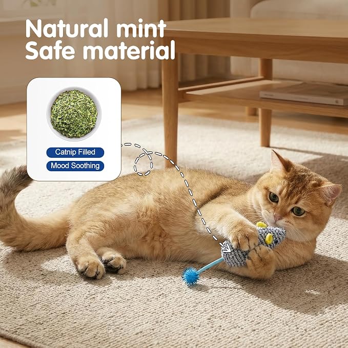 Catnip Toys (3 Pack), Cat Mouse Toys for Indoor Play, Small Interactive Cat Toys for Indoor Cats, Perfect for Single or Multi-Cat Households (Green) - Image 3
