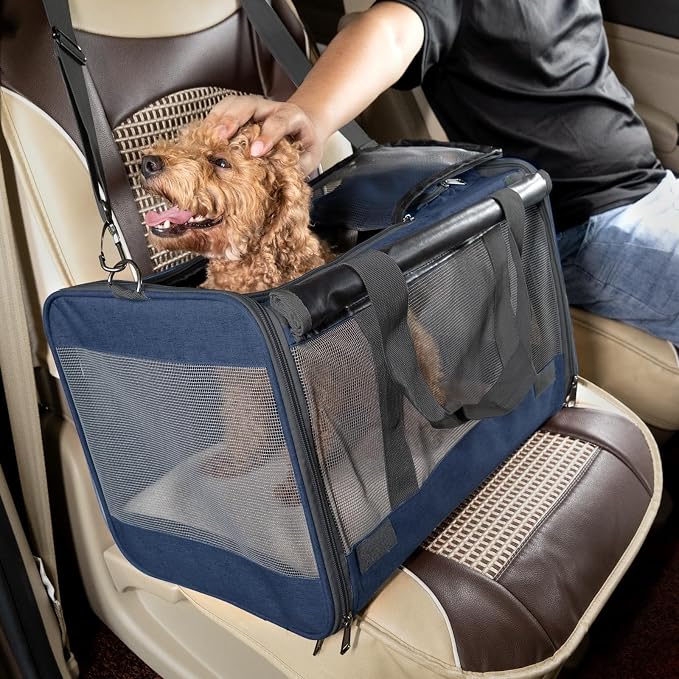 GAPZER Medium Cat Carrier Large Cat 15 lbs+ Soft Pet Car Cage Small Puppy | Privacy Protection Big Kitten Car Travel Cloth Carry Bag up to 20 lbs, Small Animal Portable Mesh Kennel Cage for Vet Visits - Image 6