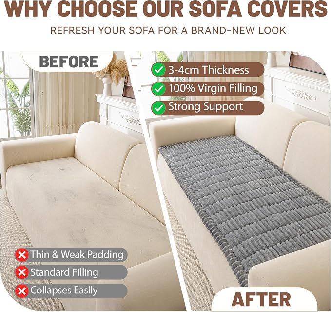 Couch Cover for Dogs Washable, Non Slip Soft Cozy Waterproof Light Grey | Pet Friendly, Fuzzy Durable Plush Thick Slipcovers for 3 Cushion Sofa Cover Protector Mat Bed Furniture Couches 27.6"x59.06" - Image 6