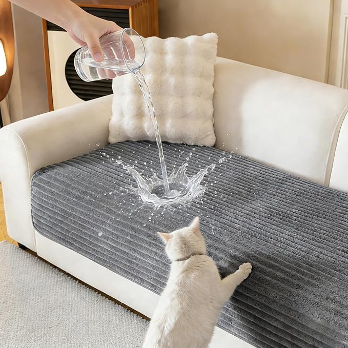 MYSKY HOME 100% Waterproof Couch Cover, Couch Covers for Dogs Washable, Non Slip Sectional Couch Covers, Couch Cover L Shape, Sofa Covers, Dog Bed Cover for Couch, Dark Grey, 35"x63" by MYSKYHOME
