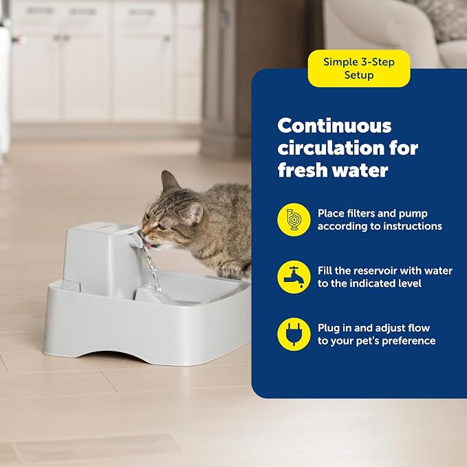 PetSafe Oasys Pet Fountain, 1 Gallon (128 oz), Cats & Small-Medium Dogs | Adjustable Water Flow, Whisker-Friendly Tray, Dishwasher-Safe, Replaceable Carbon & Foam Filters Included - Image 5