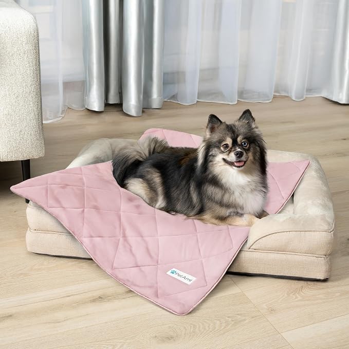 PetAmi Premium Cooling Dog Blanket | Lightweight Fluffy Pet Throw Blanket Bed Cover for Dogs, Cat, Puppies | Pet Blanket Furniture Protector Couch Sofa | Reversible Fuzzy Cozy | 24x32, Pink - Image 2