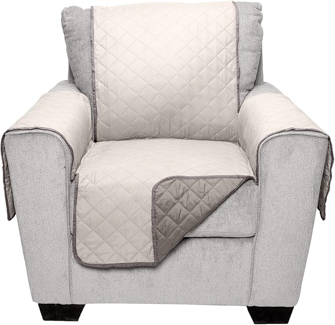 Furhaven Water-Resistant & Reversible Chair Cover Protector for Dogs, Cats, & Children - Two-Tone Pinsonic Quilted Living Room Furniture Cover - Gray/Mist, Chair - Image 5