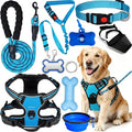No Pull Dog Harness Adjustable Collar & Leash Set - Dog Halter Harnesses Collapsible Bowls & Poop Bag Dispenser Muzzle ID Tags Toys Fits Small Medium Large Dogs (Blue-L) by Unknown