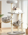 Small Cat Tree Tower with Lots of Scratching Posts - 42 Inch Medium Compact Cats Scratch House with Hammock Perch for Multi Level 2 Kitty - Indoor Corner Cat Bed Condo Climbing Gym Towers Furniture by FeliskynCatTreeTower