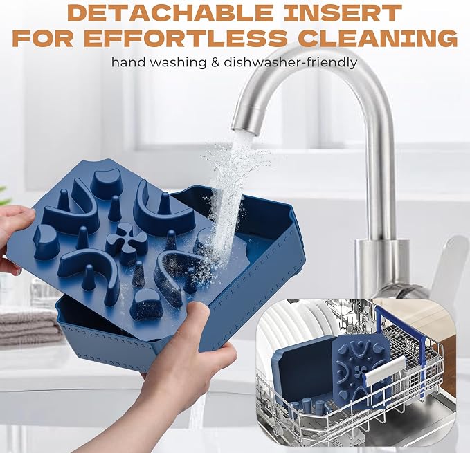 UPSKY Slow Feeder Dog Bowl with Raised Design for Healthy Eating Blue | Raised Slow Feeder Dog Bowls, Slow Dog Feeder Bowl with Anti-Choking Maze Puzzle for Small & Medium Breeds, 2-6 Cups Capacity - Image 6