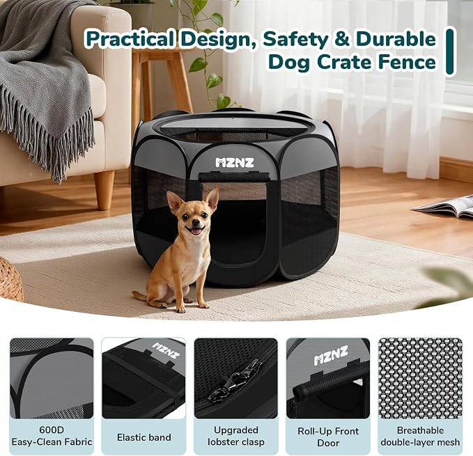 Dog Cat Small Animal Puppy Playpen Crate, Small, Dark Grey | Portable Pop Up Pet Cage Enclosure Tent Kennel Indoor Outdoor with Carrying Case, No Assembly, Camping Use - Image 7