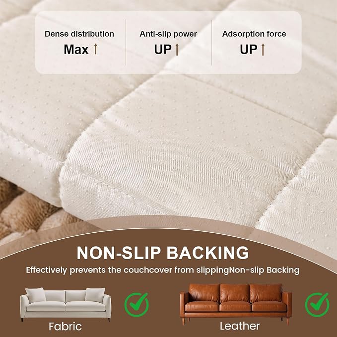 OTOB Dog Couch Cover Protector Washable, Non Slip Pet Sofa Furniture Covers | Coffee, 27.6" x 82.7", Fuzzy Soft Plush, Pet Friendly, All Seasons, Breathable, Modern, Thick Wear-Resistant - Image 5