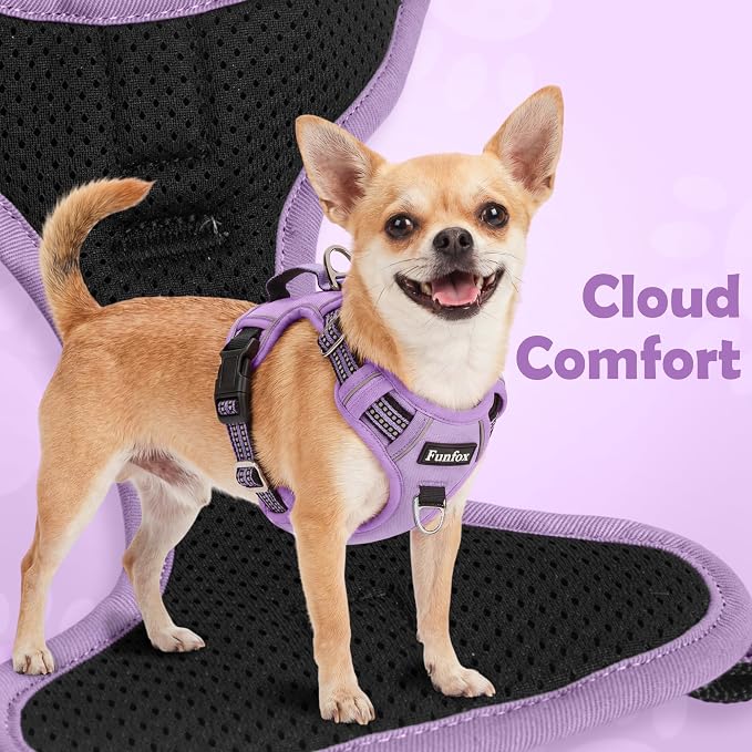 Dog Harness No Pull, Adjustable Pet Vest Harness, Super Soft Material with Vertical Handle Easy Control, Reflective Night Walking, 2 Leash Clips for Small Sized Dogs, Purple, S - Image 7