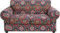 hyha Stretch Couch Cover, Sofa Covers for 2 Separate Cushion Couch Washable | Loveseat Cover, Floral Pattern, Printed, 3 Pieces, 2 Seater Furniture Protector with Elastic Bottom for Dogs, Pet Friendly by hyha