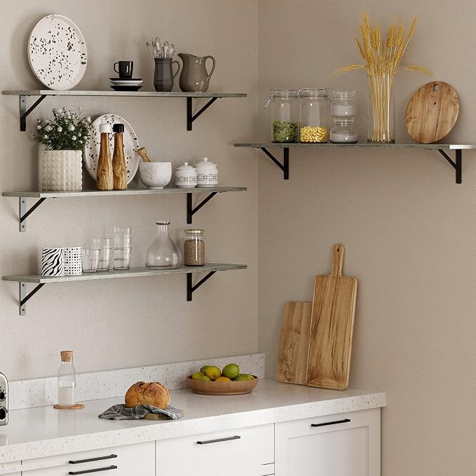 Long Wall Shelves, 39.4 Inch Wall Mounted Shelves with Brackets | Floating Book Shelf Set of 2, Easy Assembly, Max Load 33lbs, Wood Wall Storage Ledges, Living Room/Bathroom/Bedroom Gray Wash - Image 8