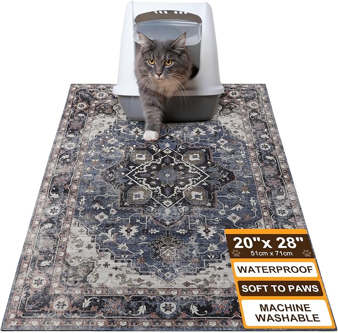 BEAUTYZOO Cat Litter Box Mat,20"x 28" Kitten Litter Trapping Mat,Waterproof | Non-Slip Litter Mats for Floor Scatter Control,Absorbent Urine-Proof,Soft on Paws & Easy to Clean,Indoor Cats Toilet Training by BEAUTYZOO
