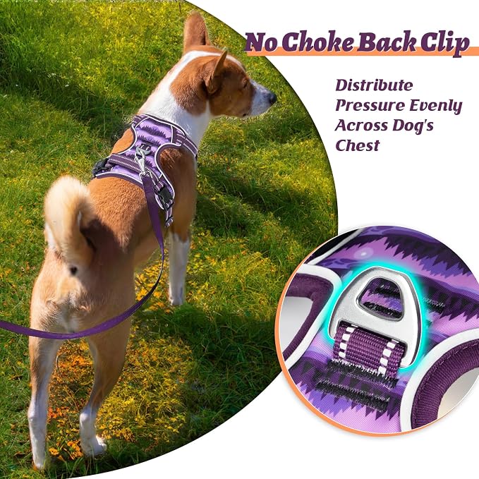 HEELE Dog Harness, No Pull Adjustable Padded Reflective Harness for Small Medium Large Dogs with Handle for Walking Training, Moon Night, L | No Choke with Control Handle, Soft Breathable Padded Pet Vest, Adjustable, Reflective Front Clip Vest for Nigh... - Image 5