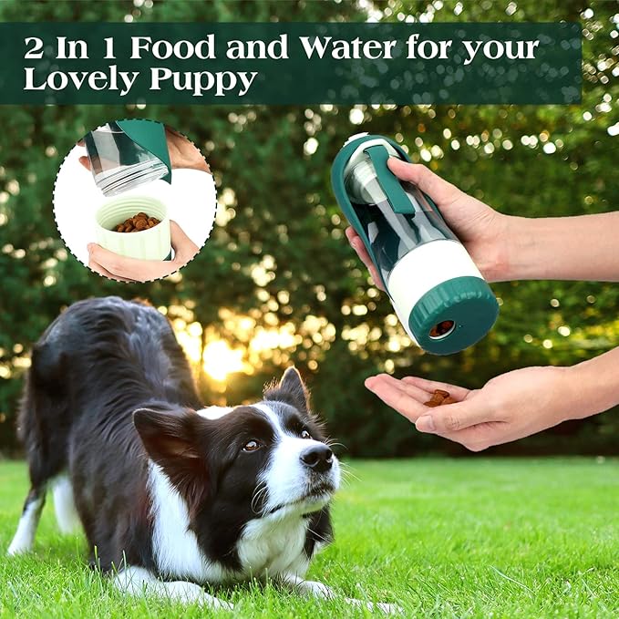 TIOVERY Upgraded Dog Water Bottle, Portable Dog Cat Puppy Pet Water Dispenser Feeder with Drinking Cup and Food Container Leak Proof for Outdoor Walking, Travel, Hiking 12OZ - Image 6
