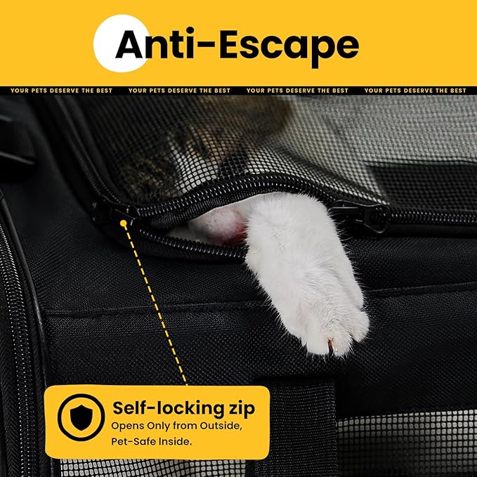 Conlun Cat Carrier Bag,Soft-Sided Pet Carriers for Dogs with 4-Sided Mesh,Airline Approved Cat Transport Carrier for Small&Medium Cats Kitten Puppy Up to 15Lb,Collapsible Cat Travel Carrier-M,Black - Image 5