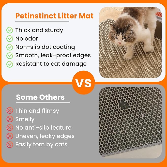 Extra Large Cat Litter Mat, Double Layer Honeycomb, Beige | 30x22”, Reduces Litter Tracking, Easy to Clean, Waterproof, Non-Slip, Soft on Paws, Scratch Resistant, Beige, XL - Image 3