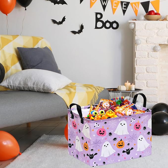 Halloween Storage Basket Home Shelf Basket Rectangle Organizer Box Clothes Laundry Hamper Nursery Bin Gift Laundry Basket with Handles - Image 5