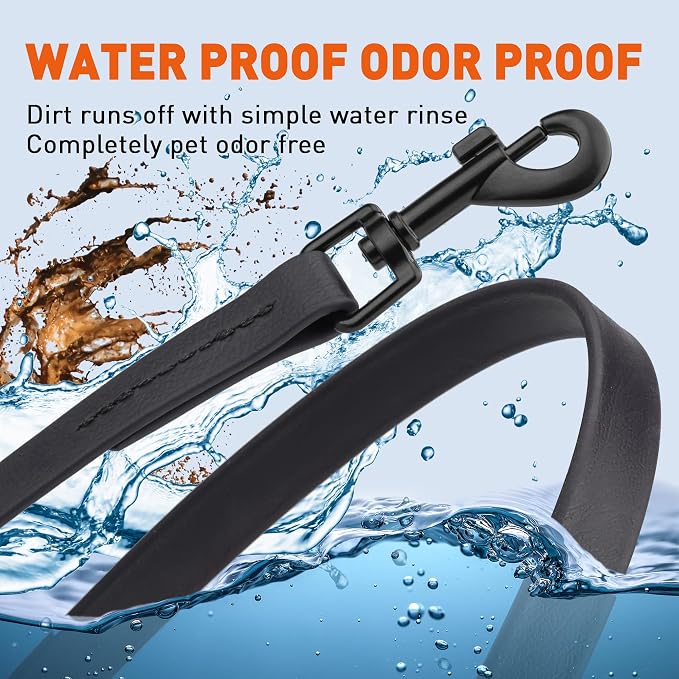 Dogline Biothane Waterproof Dog Leash Strong Coated Nylon Webbing with Black Hardware Odor-Proof Easy to Clean High Performance for Small or Large Dogs Made in USA 4 or 6 ft Lead, Black - Image 6