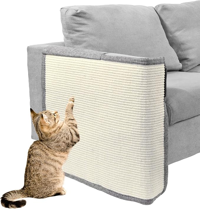 Cat Scratch Couch Protector with Natural Sisal for Protecting Couch Sofa Chair Furniture,Couch Protector from Cat Claws 23.6" L*19.7" W(Light Grey/Right Hand) by Oroonoko