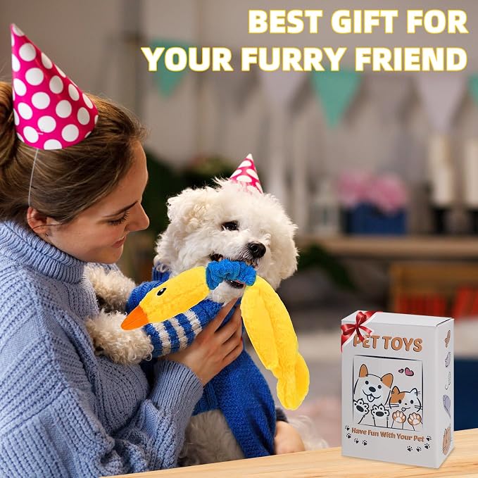 Mihachi Squeaky Dog Toys, Plush Stuffed Puppy Toys with Crinkle Paper-Tug of War Dog Toys for Small, Medium and Large Dogs Duck Interactive Squeaky Pet Toys to Keep Them Busy, Yellow Duck - Image 7