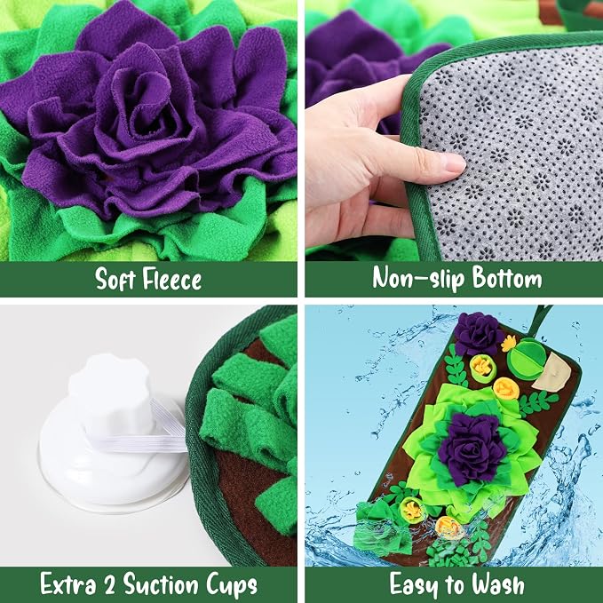 CiyvoLyeen Snuffle Mat for Small & Medium Dogs and Cats, 30.7''x 15.7'' Dog Feeder Puzzle Enrichment Game, Slow Eating Feeding Mat, Foraging Mat for Rabbit, Pig, Stress Relief Puppy Gift for Pet Lover - Image 3