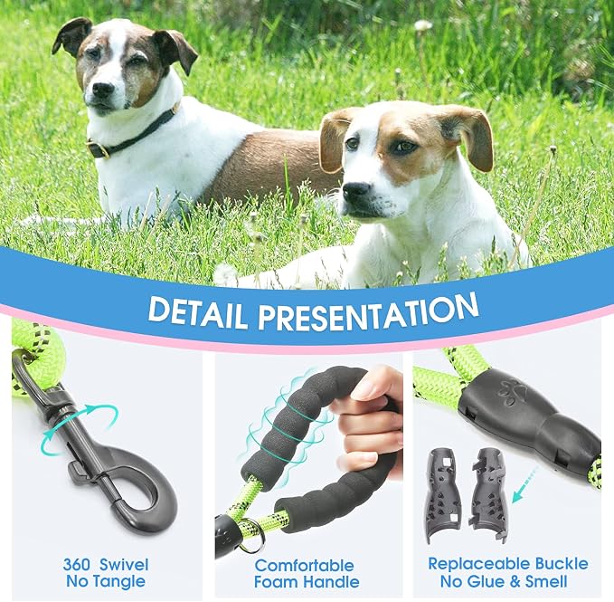 2/4/5/6 FT Dog Leash with Comfortable Padded Handle and Highly Reflective Threads for Small Medium and Large Dogs (2FT-1/2'', Green) - Image 3