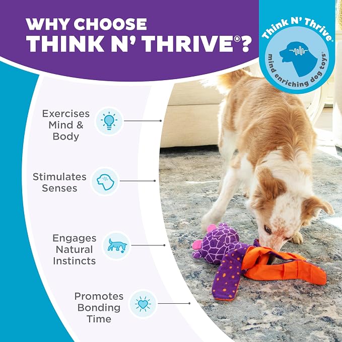 Outward Hound by Nina Ottosson Silly Legz Interactive Plush Dog Puzzle Dog Enrichment Toys, Plush, Floppy, Long, Giraffe, Purple - Image 6
