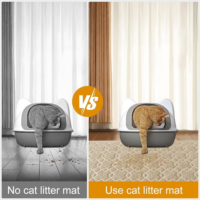 Cat Litter Box Mat, 35" x 24" Large Kitty Litter Trapping Mat Keep Floor Clean, Litter Box Mat Scatter Control, Waterproof, Easy to Clean, Durable Large Size Litter Mats for Floor - Image 6