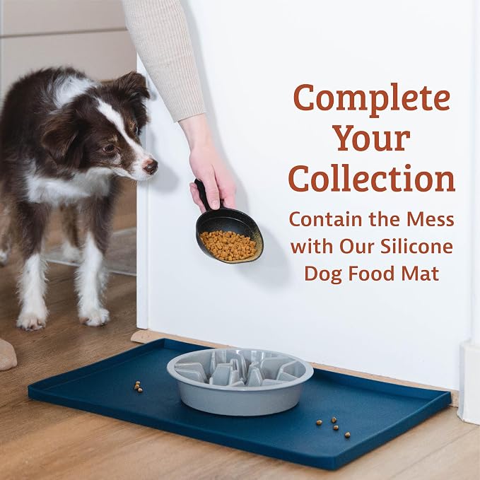 Leash BOSS Raised PET FEEDERS Slow Feed Dog Bowl, 4-Cup, Gray - Image 9
