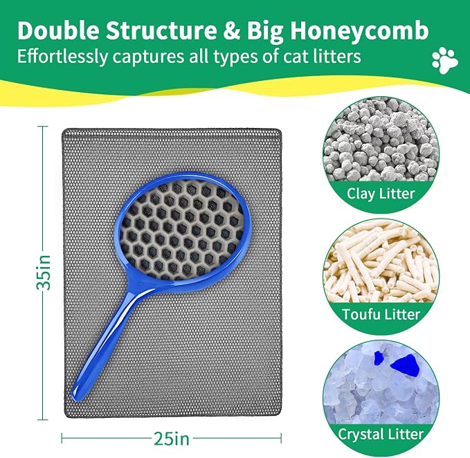 GRELY 35''X 25'' Large Litter Mat, 2 Layer Cat Litter Mat Litter Trapping Mat,Litter Box Mats for Floor, Cats Litterbox Catcher Rug for Kitty Pet, Waterproof Urine Proof,Non-Slip - Image 2