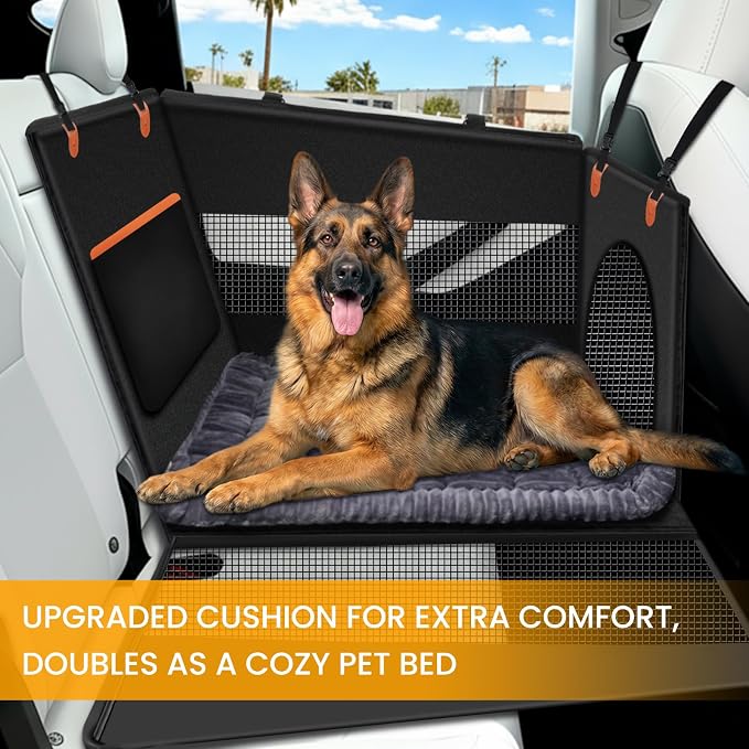 XL Large Dog Car Seat Cover with Dog Bed Mat for Back Seat Half - Single Seat Travel Hammock Extender, Waterproof Hard Bottom for Medium & Large Dogs, Car SUV Truck Vehicle - Image 4