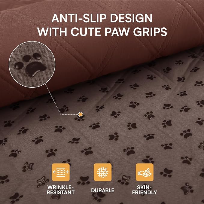 Luciphia Waterproof Couch Cover for Dogs, Non-Slip Pet Sofa Protector | Non-slip waterproof couch cover scratch-resistant machine washable protects sofa bed, Coffee Brown, 40" x 50" - Image 3
