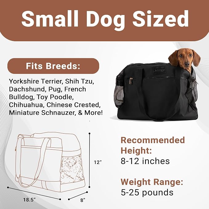 Soft-Sided Dog Carrier Bag, Airline Approved Pet Tote for Small Dogs & Cats, Breathable Mesh, Machine-Washable Cushion, TSA Friendly, Black - Image 6