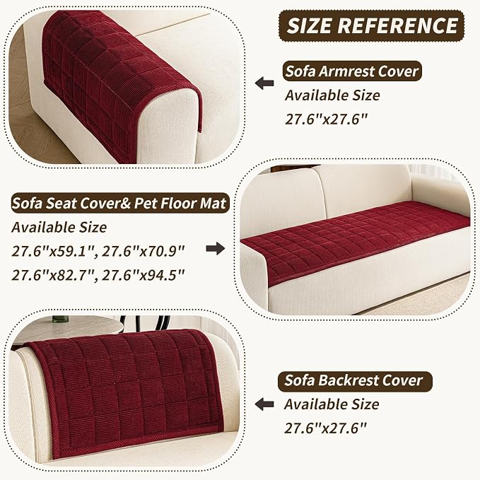 Couch Covers for Dogs, Non Slip Washable Pet Couch Covers for Sofa | 27.6”x59.1” Burgundy Soft Velvet Sofa Covers for Loveseat, Couch Protect Against Pet Hair, Scratches & Stains - Image 4