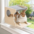 Cat Window Perch，2-Tier Hammock & Hideaway House with Strong Suction Cups | Right-opening, Drill-Free, Hold Up to 45 lb Support, For Small to Medium Cats, Let Cats Lounge, Climb and Watch Outside by HAPYKITYS