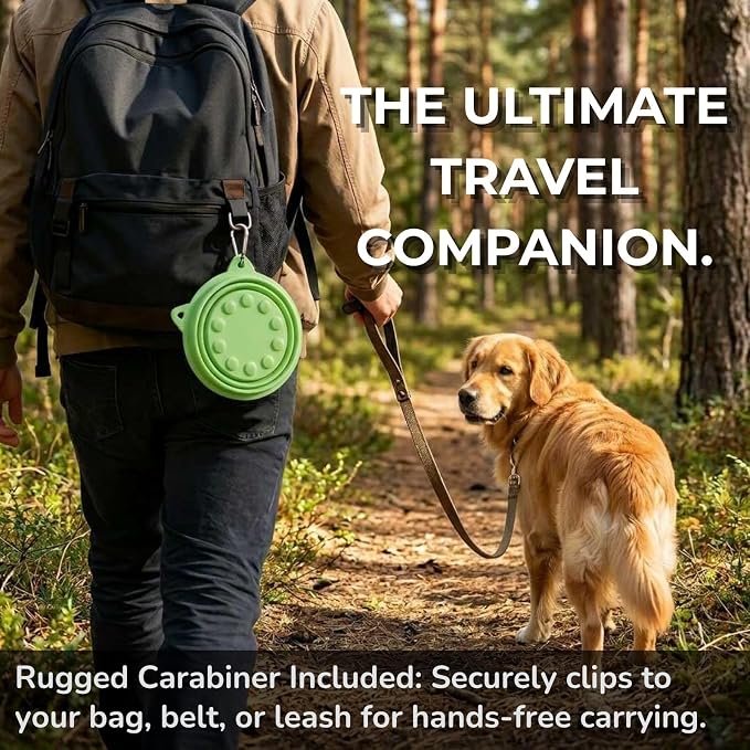 Collapsible Dog Bowls 2 Pack (22oz Each) – Portable Foldable Silicone Travel Bowl Set with Slow Feeder & Carabiner Clip for Hiking Camping Backpack | Dishwasher Safe | for Medium Dogs - Image 3