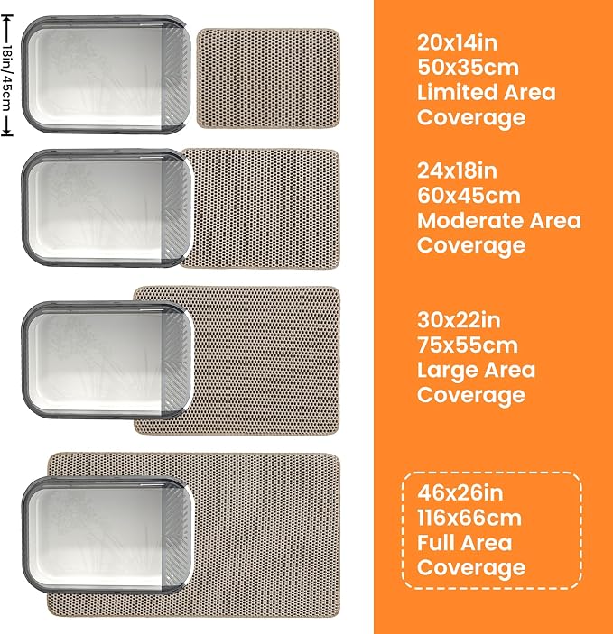 Extra Large Cat Litter Mat XXL, Double Layer Honeycomb, Beige | 46x26”, Reduces Litter Tracking, Easy to Clean, Waterproof, Non-Slip, Soft on Paws, Scratch Resistant, Beige, XXL - Image 9
