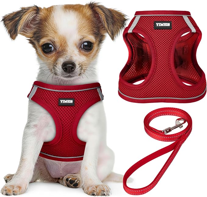 No Pull Dog Puppy Harness and Leash Set Reflective Mesh Vest XX-Small by YIMEIS